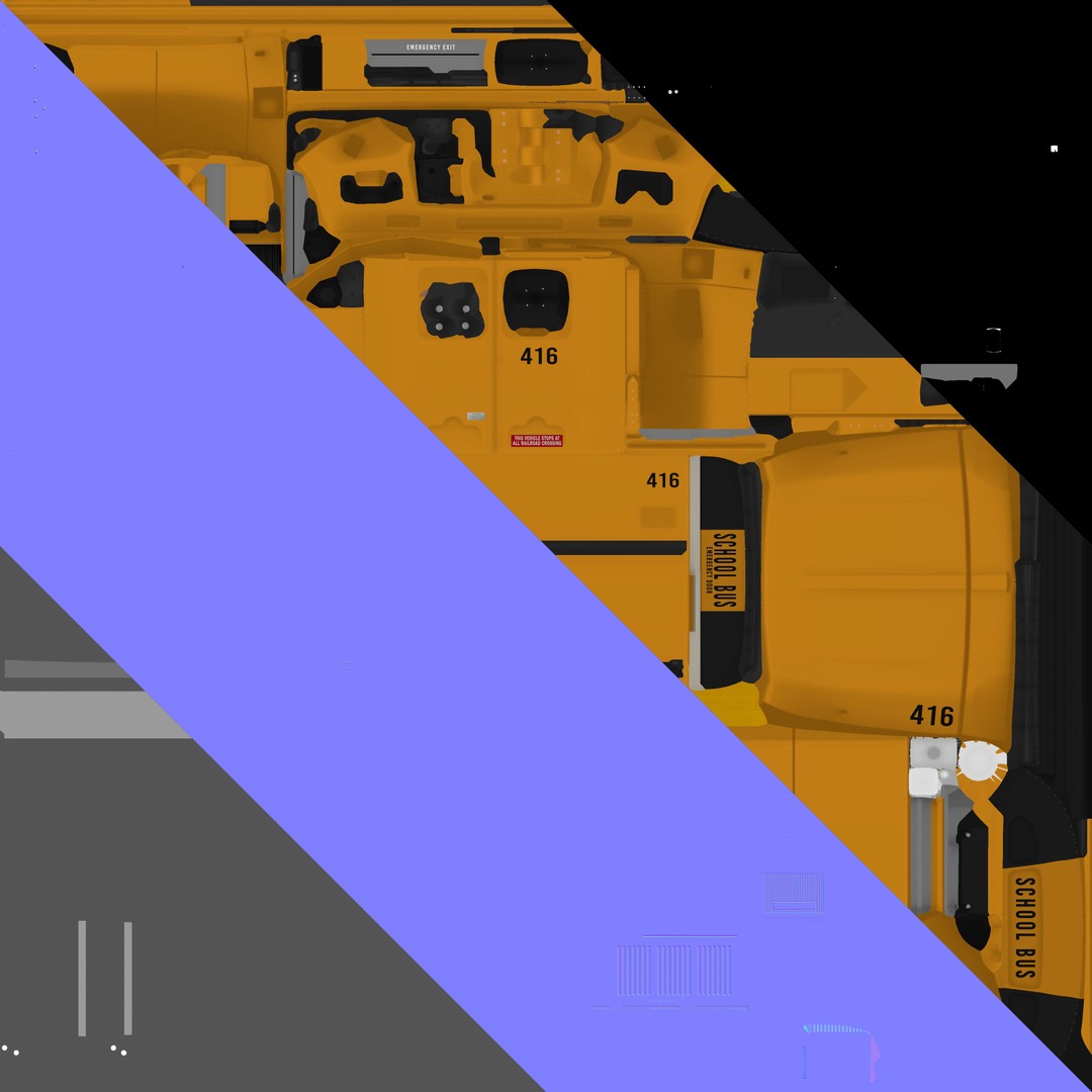 American School Bus 3D Model – Low Poly Game Ready Asset, PBR - View 51