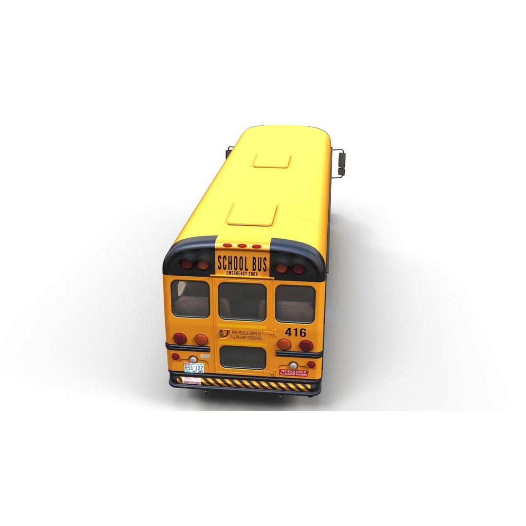 American School Bus 3D Model – Low Poly Game Ready Asset, PBR - View 8