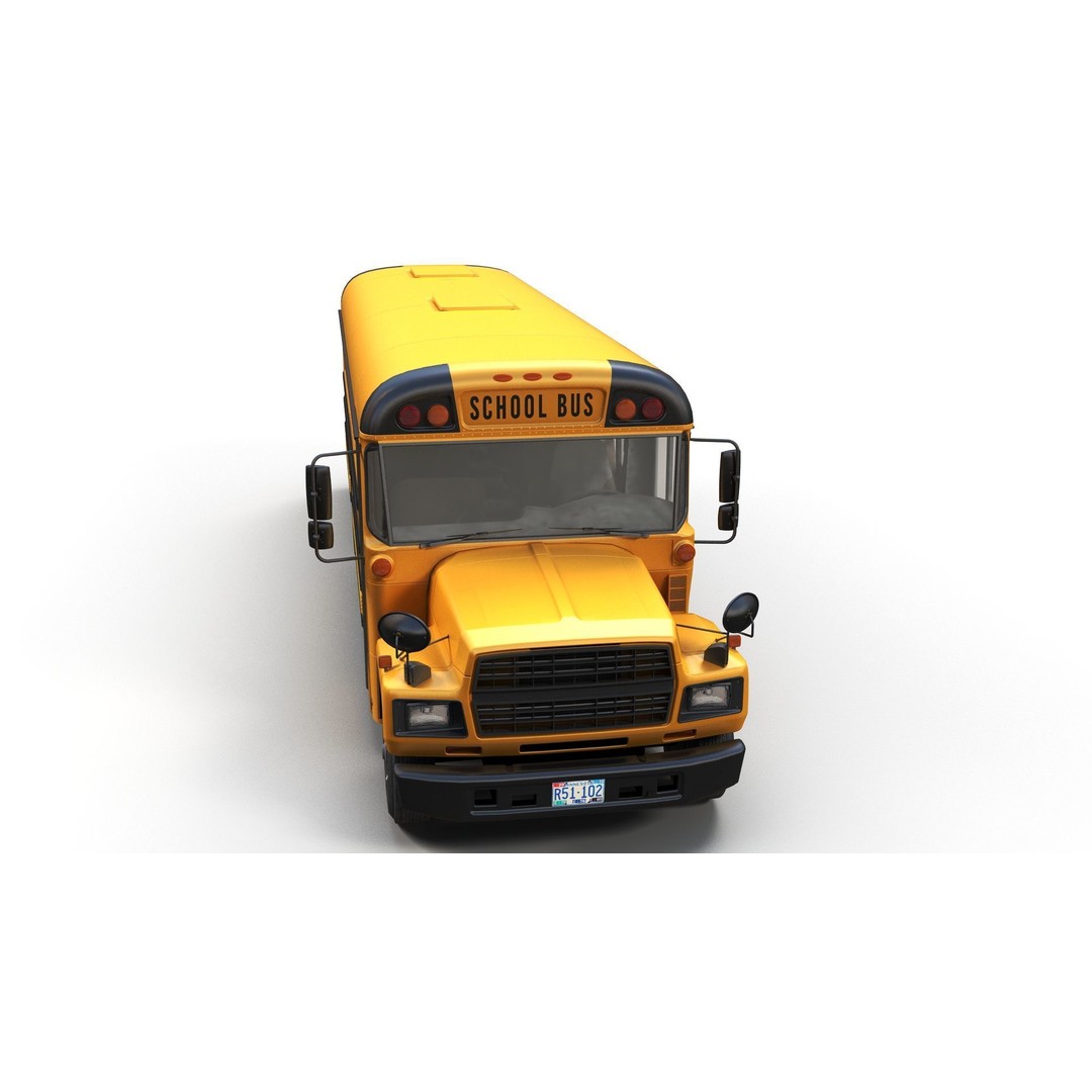 American School Bus 3D Model – Low Poly Game Ready Asset, PBR - View 9