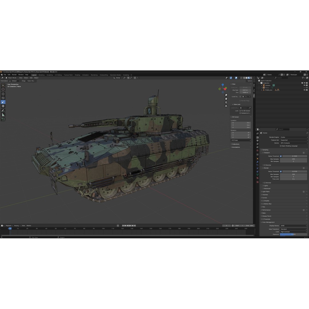 Puma 6x6 IFV 3D Model – Low Poly Military Vehicle, FBX, Blender