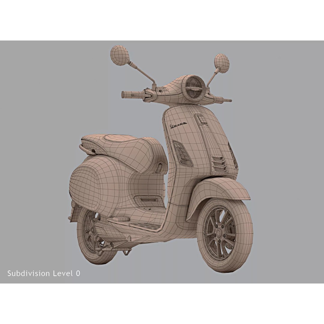 2020 Vespa Elettrica 3D Model – High Poly Game Asset, FBX, OBJ - View 18