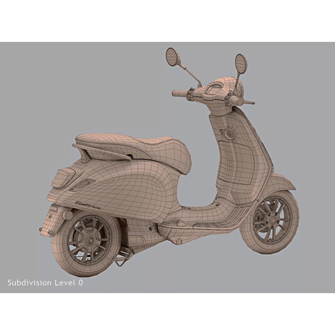2020 Vespa Elettrica 3D Model – High Poly Game Asset, FBX, OBJ - View 19