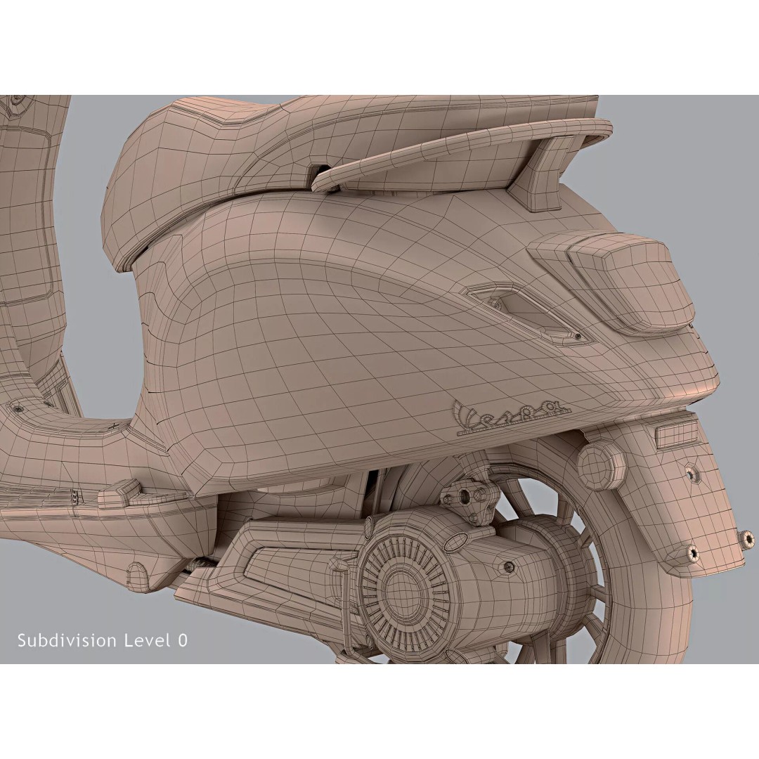 2020 Vespa Elettrica 3D Model – High Poly Game Asset, FBX, OBJ - View 21