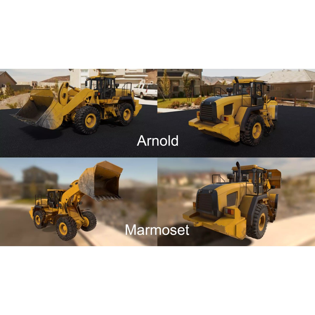 Wheel Loader 3D Model – Low Poly PBR Vehicle Asset, FBX - View 13