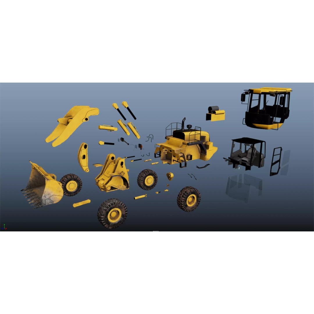 Wheel Loader 3D Model – Low Poly PBR Vehicle Asset, FBX - View 15