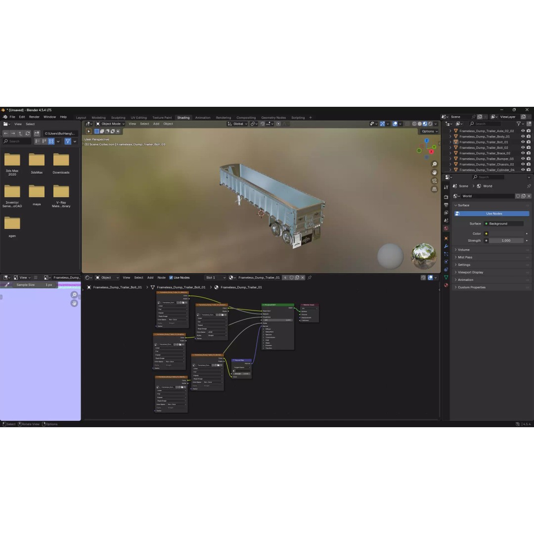 Trailstar Tri-Axle Frameless End Dump Trailer 3D Model – High Poly PBR Asset, FBX, OBJ - View 11