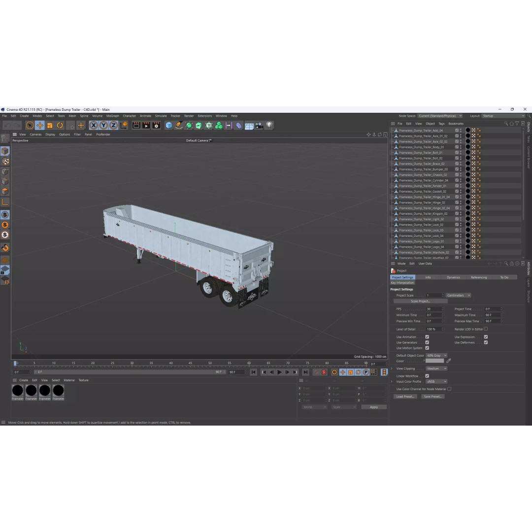 Trailstar Tri-Axle Frameless End Dump Trailer 3D Model – High Poly PBR Asset, FBX, OBJ - View 12