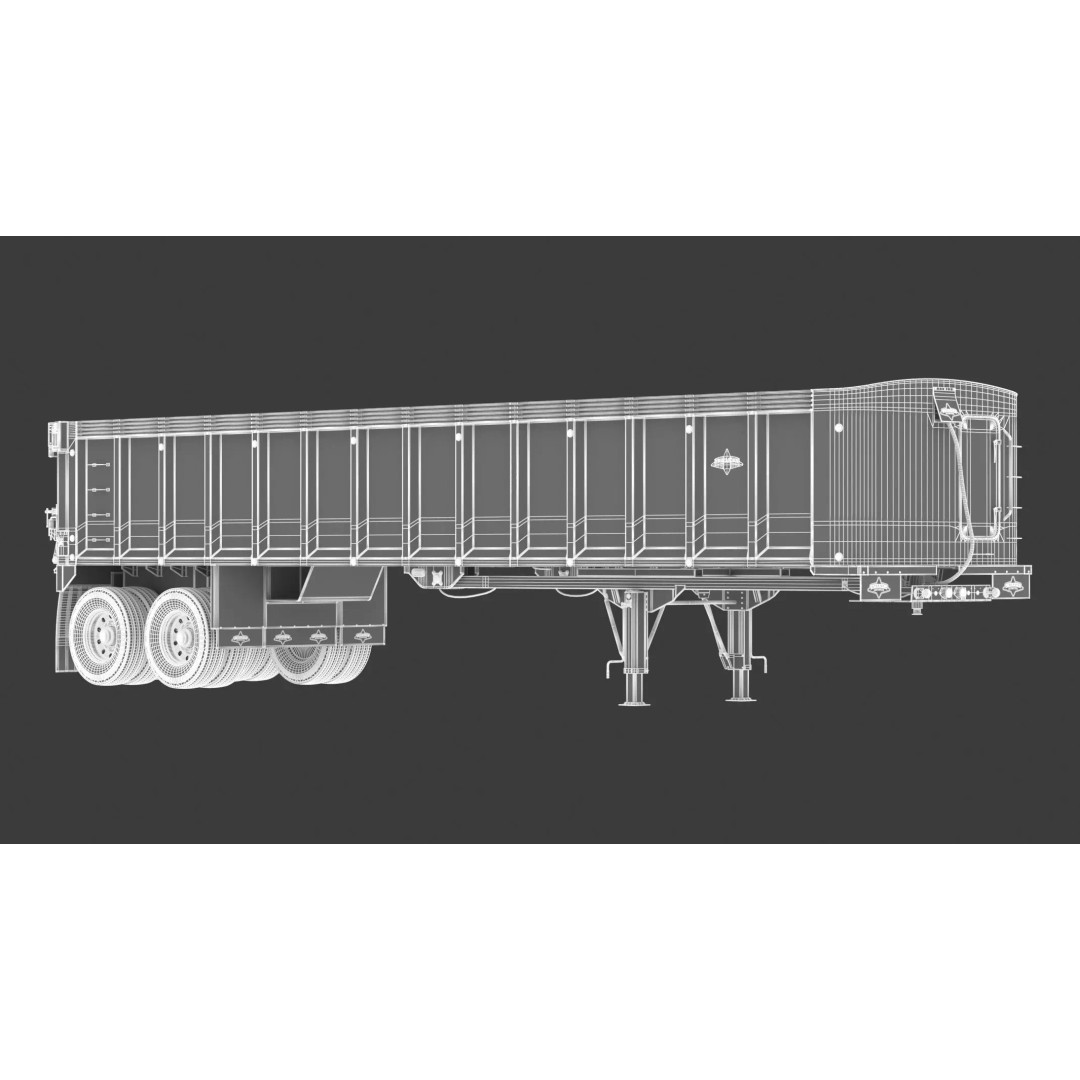 Trailstar Tri-Axle Frameless End Dump Trailer 3D Model – High Poly PBR Asset, FBX, OBJ - View 21
