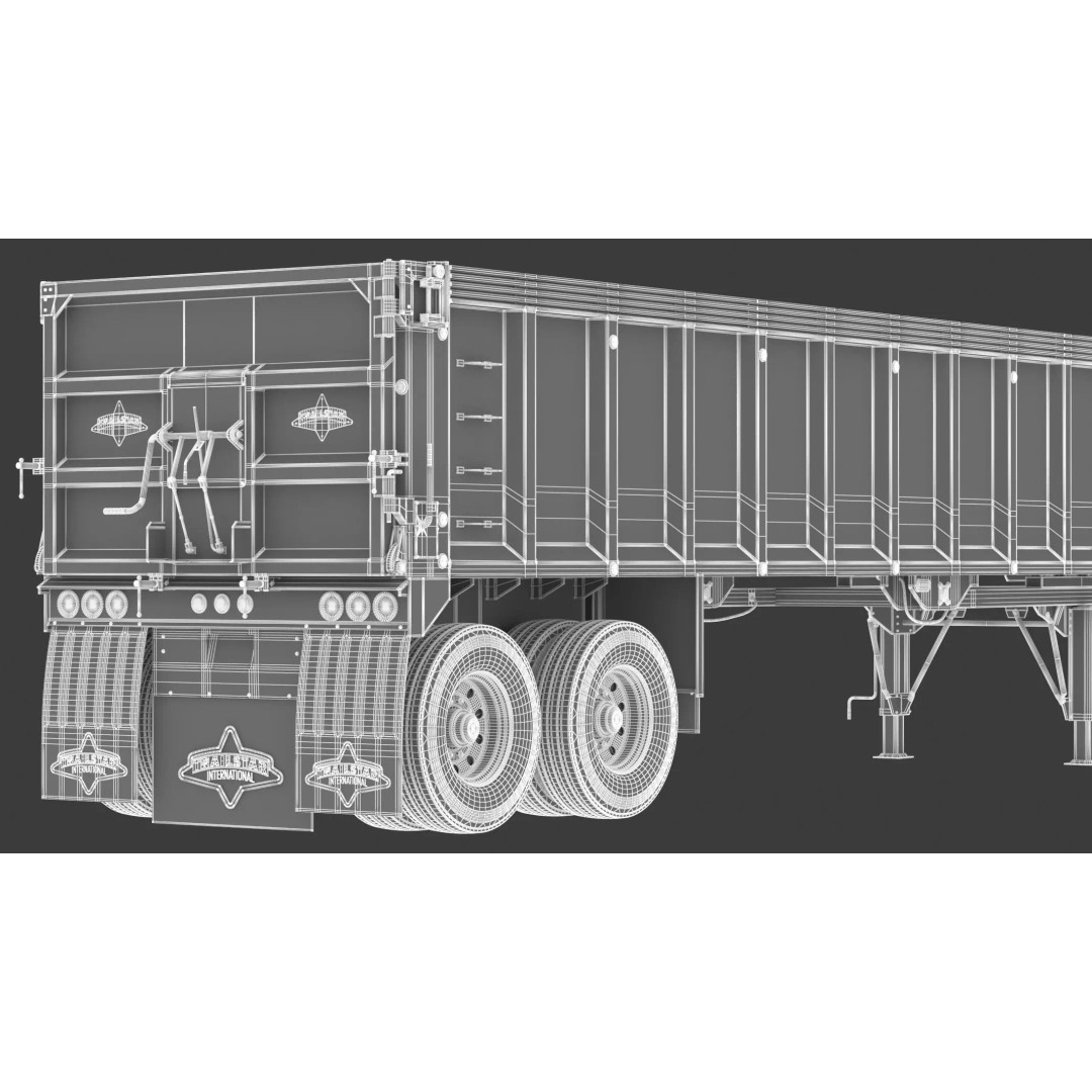Trailstar Tri-Axle Frameless End Dump Trailer 3D Model – High Poly PBR Asset, FBX, OBJ - View 24