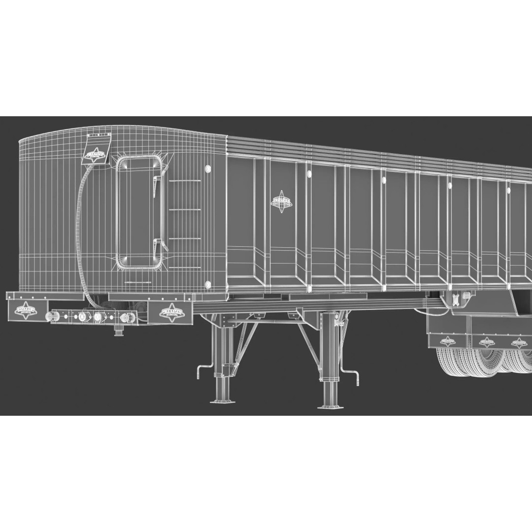 Trailstar Tri-Axle Frameless End Dump Trailer 3D Model – High Poly PBR Asset, FBX, OBJ - View 25