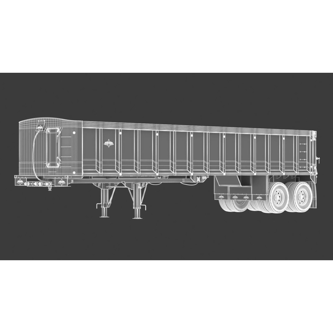 Trailstar Tri-Axle Frameless End Dump Trailer 3D Model – High Poly PBR Asset, FBX, OBJ - View 3