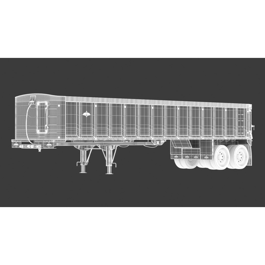 Trailstar Tri-Axle Frameless End Dump Trailer 3D Model – High Poly PBR Asset, FBX, OBJ - View 4