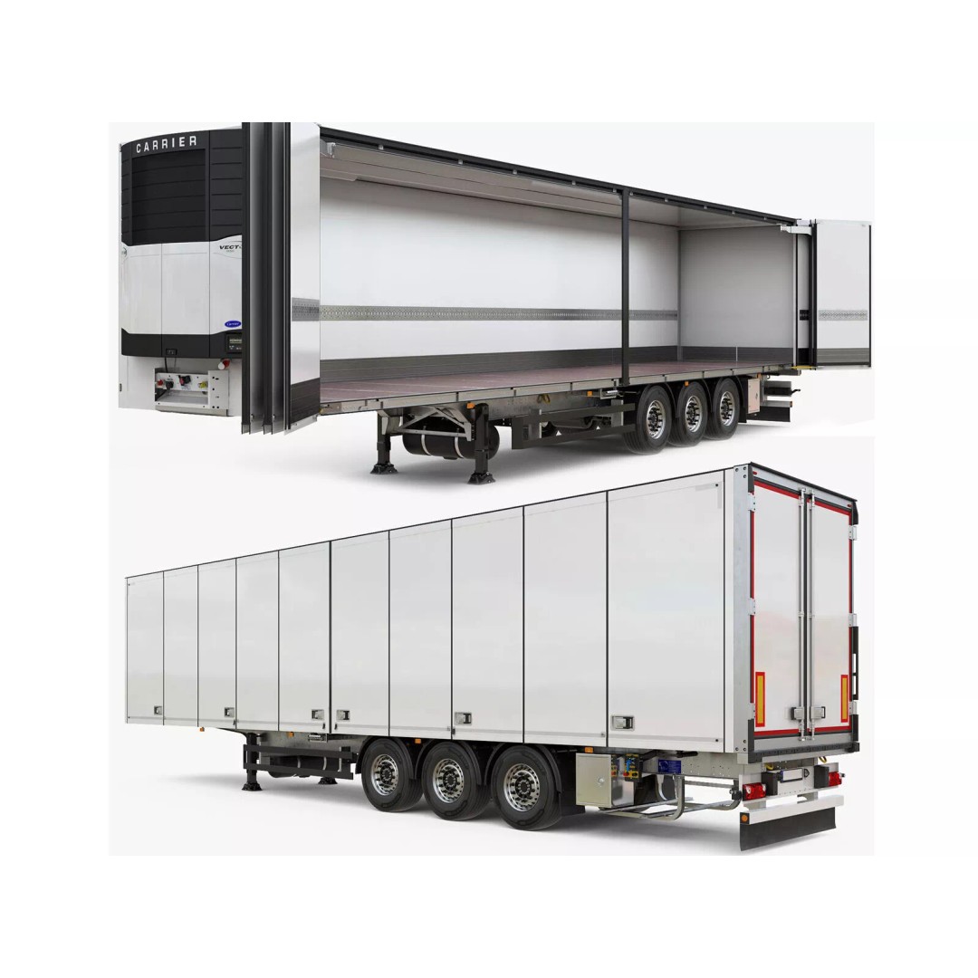 Semi-Trailer 3D Model – Realistic Vehicle with Folding Doors, FBX - View 2