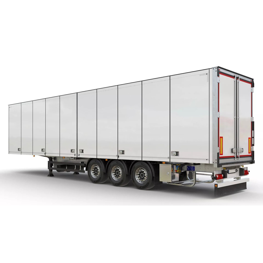 Semi-Trailer 3D Model – Realistic Vehicle with Folding Doors, FBX - View 3