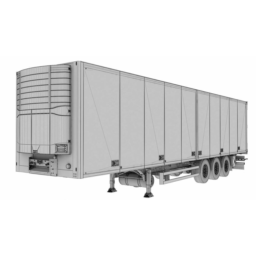 Semi-Trailer 3D Model – Realistic Vehicle with Folding Doors, FBX - View 33