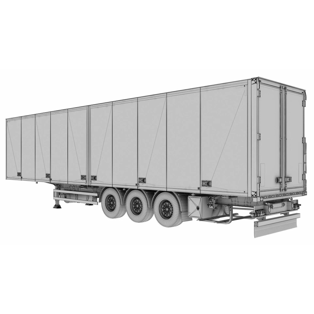 Semi-Trailer 3D Model – Realistic Vehicle with Folding Doors, FBX - View 37