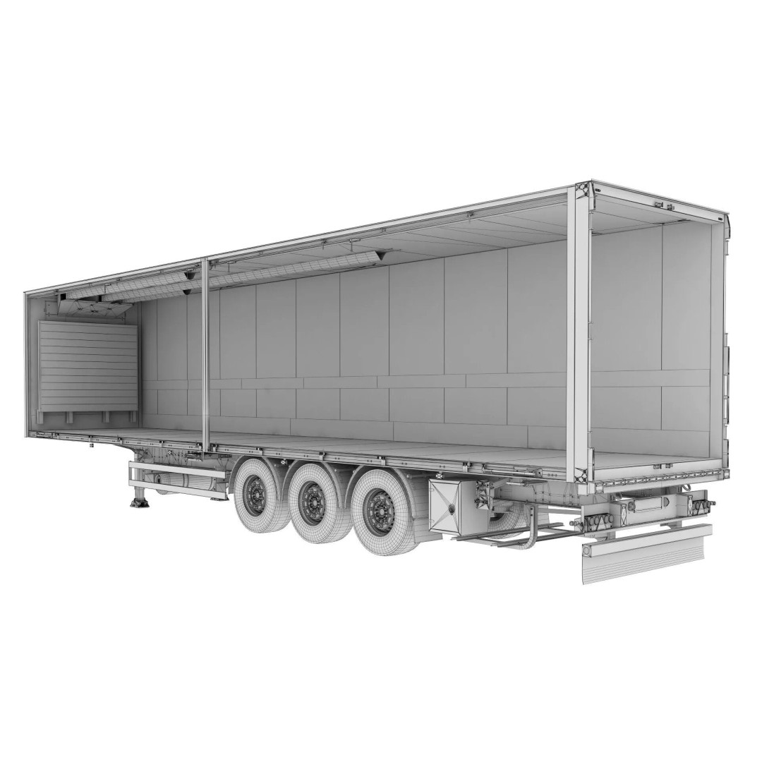 Semi-Trailer 3D Model – Realistic Vehicle with Folding Doors, FBX - View 38