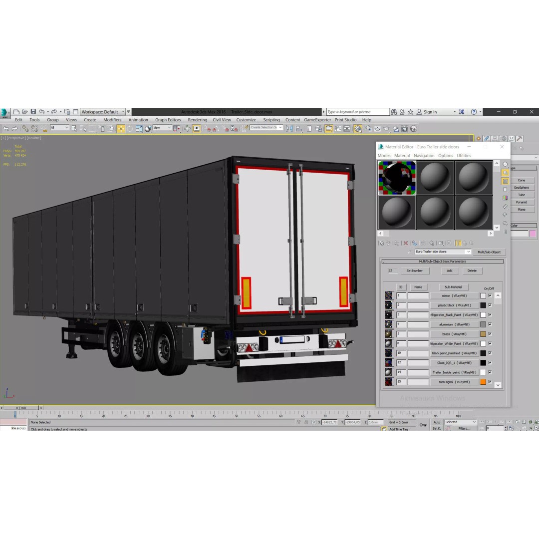 Semi-Trailer 3D Model – Realistic Vehicle with Folding Doors, FBX - View 40