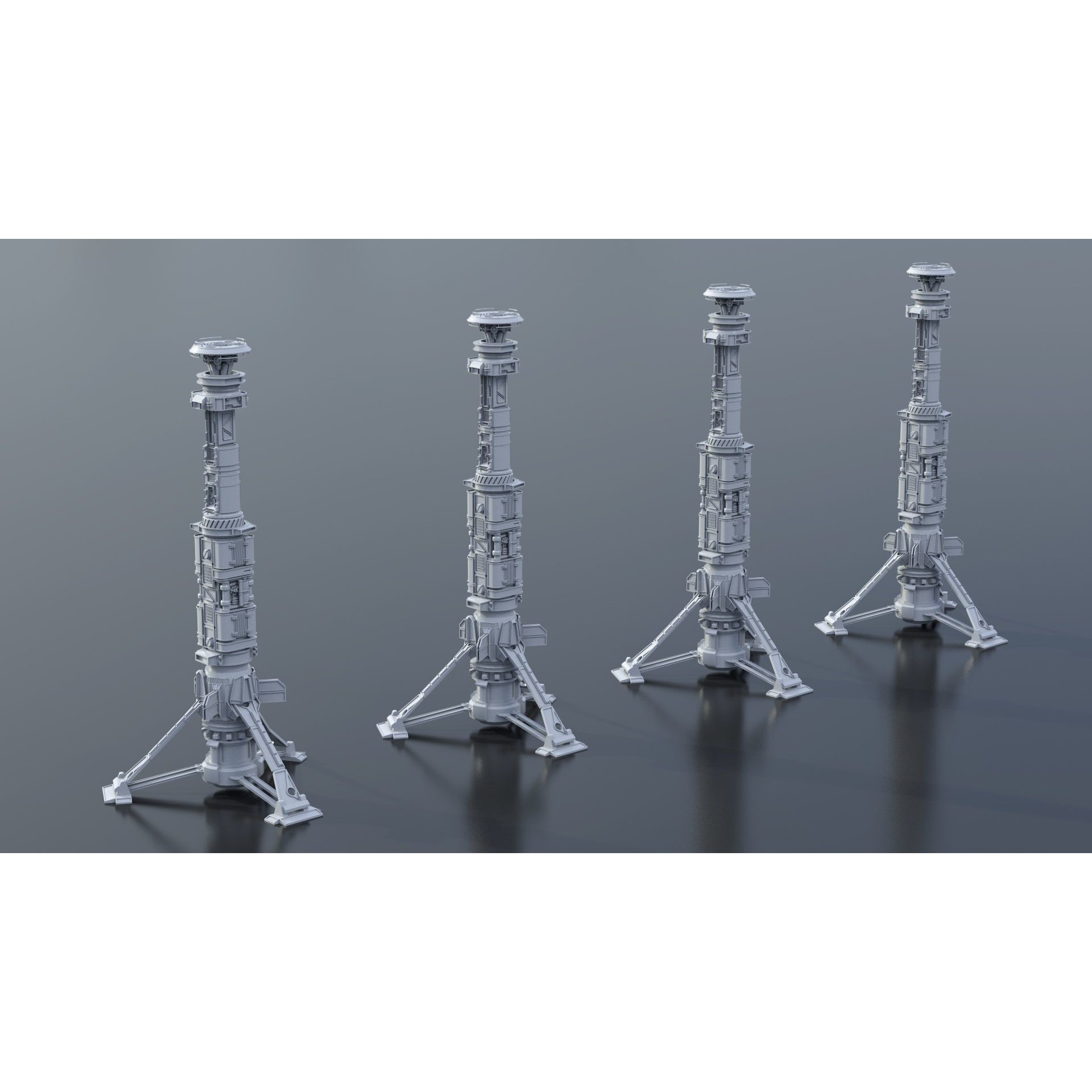 Sci-Fi Futuristic Military Buildings - Low-Poly 3D Model - View 12