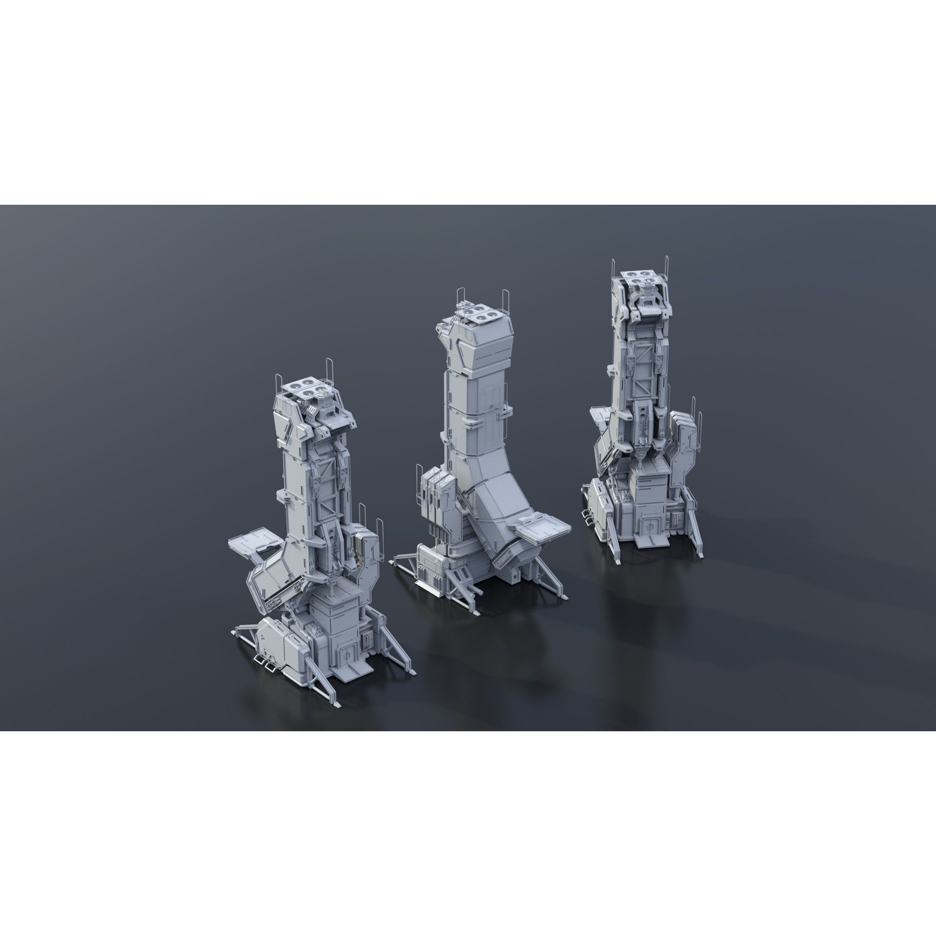 Sci-Fi Futuristic Military Buildings - Low-Poly 3D Model - View 13