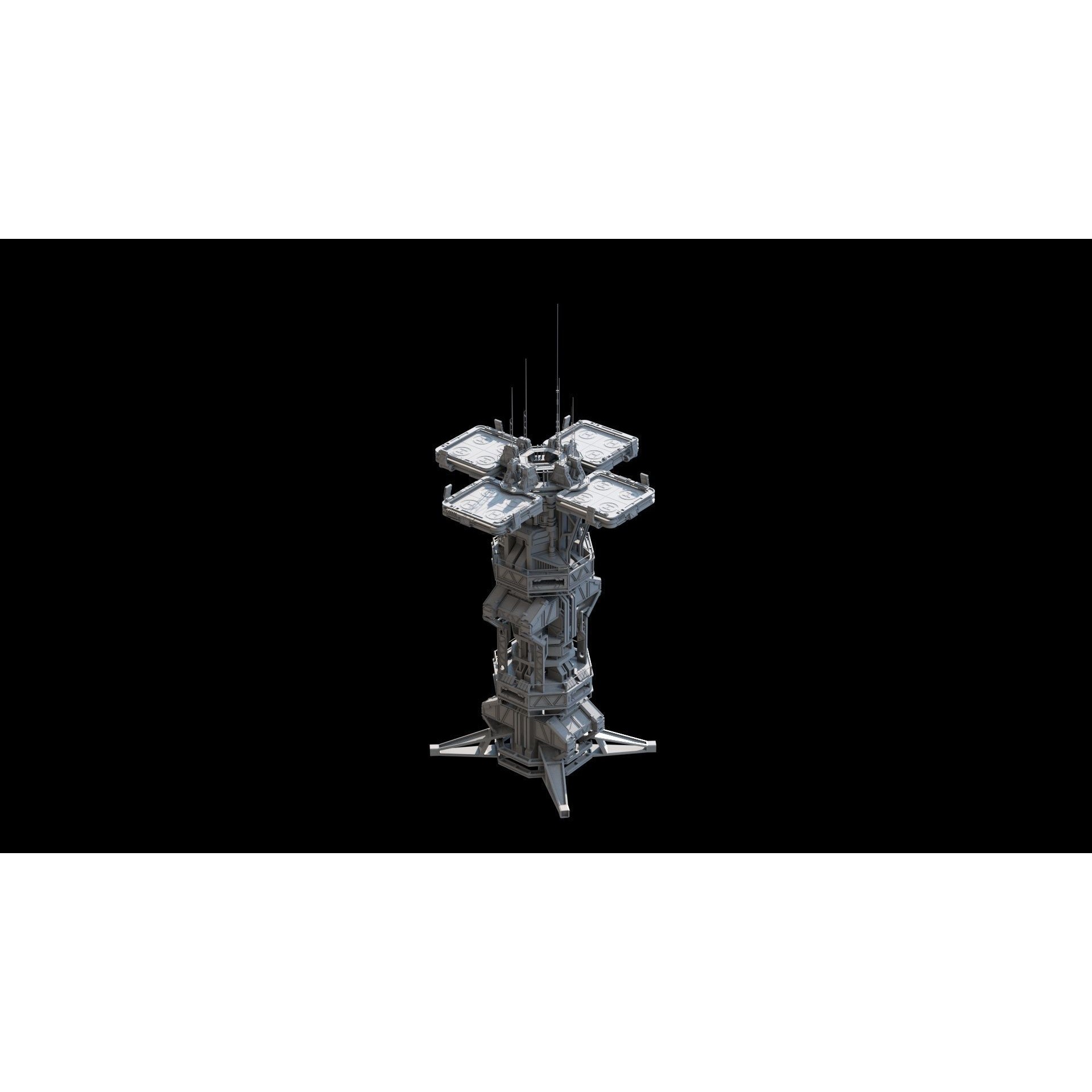 Sci-Fi Futuristic Military Buildings - Low-Poly 3D Model - View 14