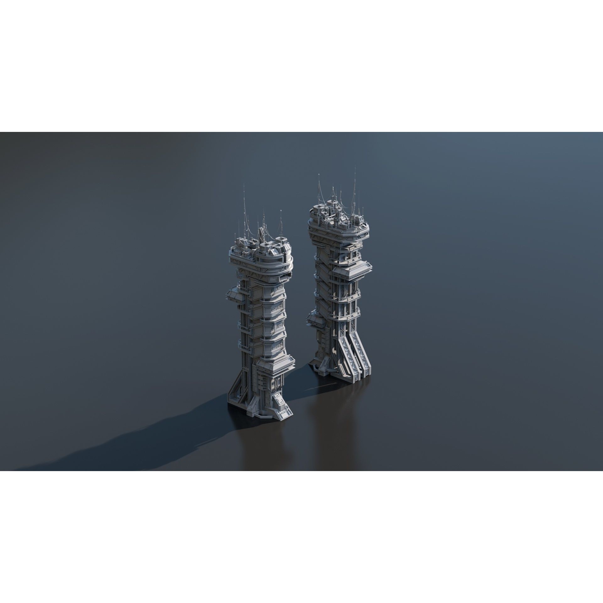 Sci-Fi Futuristic Military Buildings - Low-Poly 3D Model - View 17