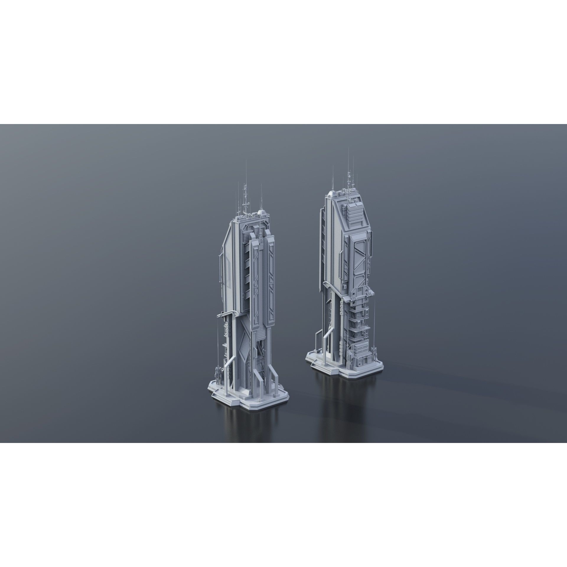 Sci-Fi Futuristic Military Buildings - Low-Poly 3D Model - View 18