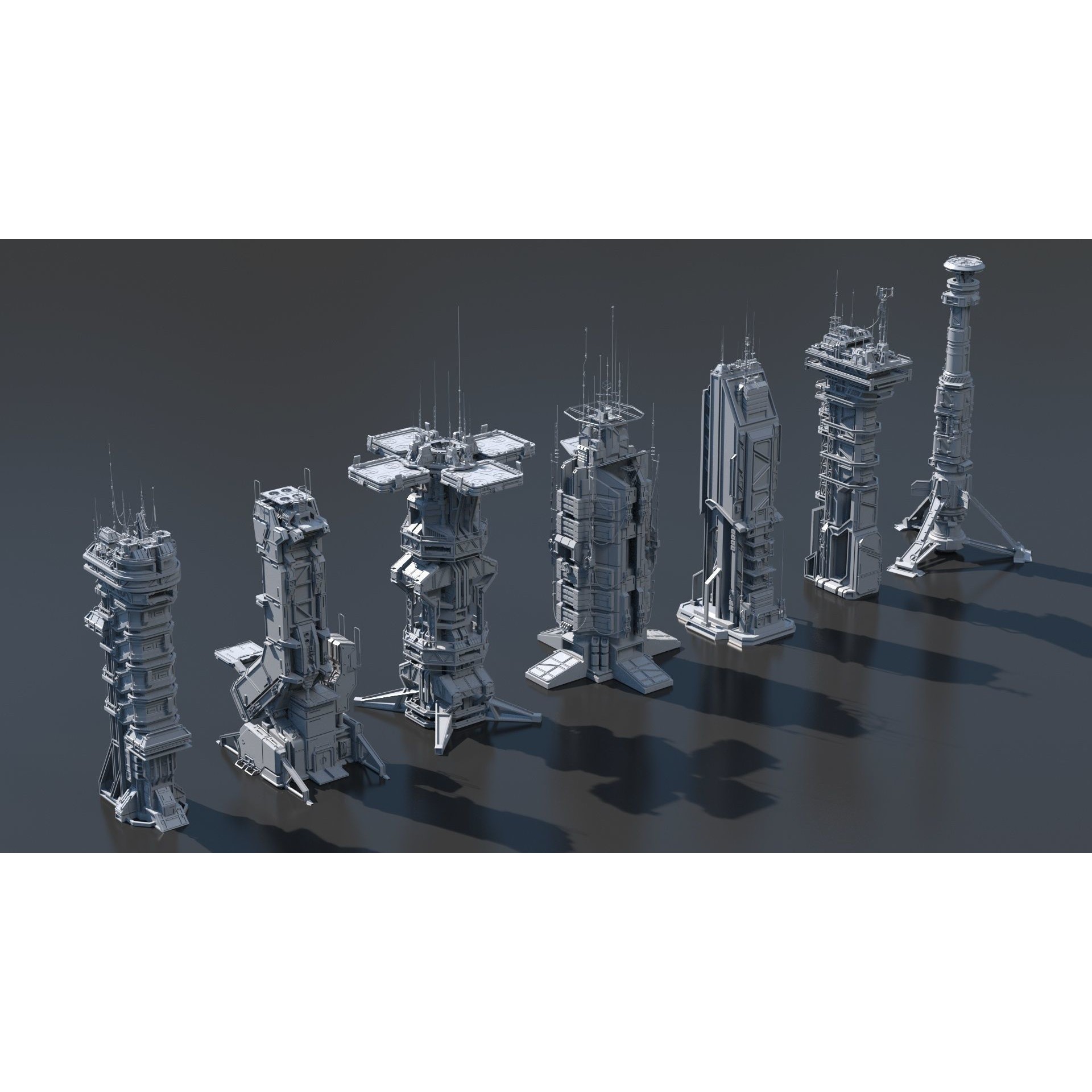 Sci-Fi Futuristic Military Buildings - Low-Poly 3D Model - View 22