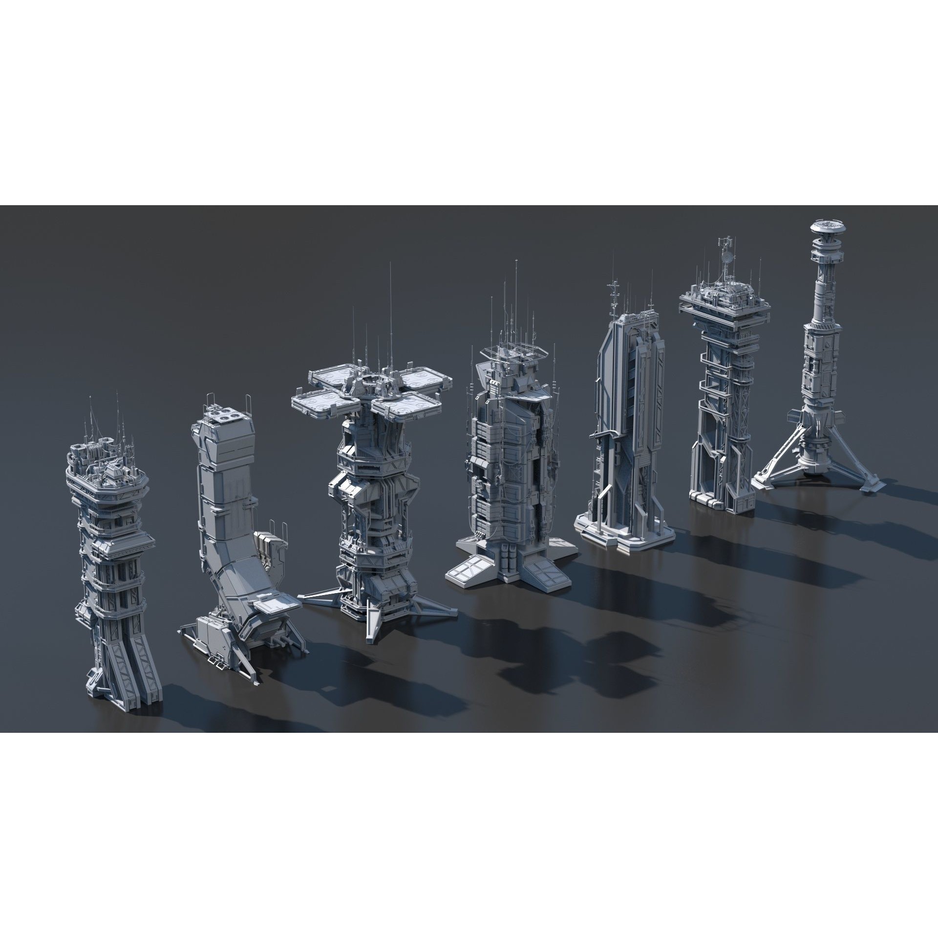 Sci-Fi Futuristic Military Buildings - Low-Poly 3D Model - View 23