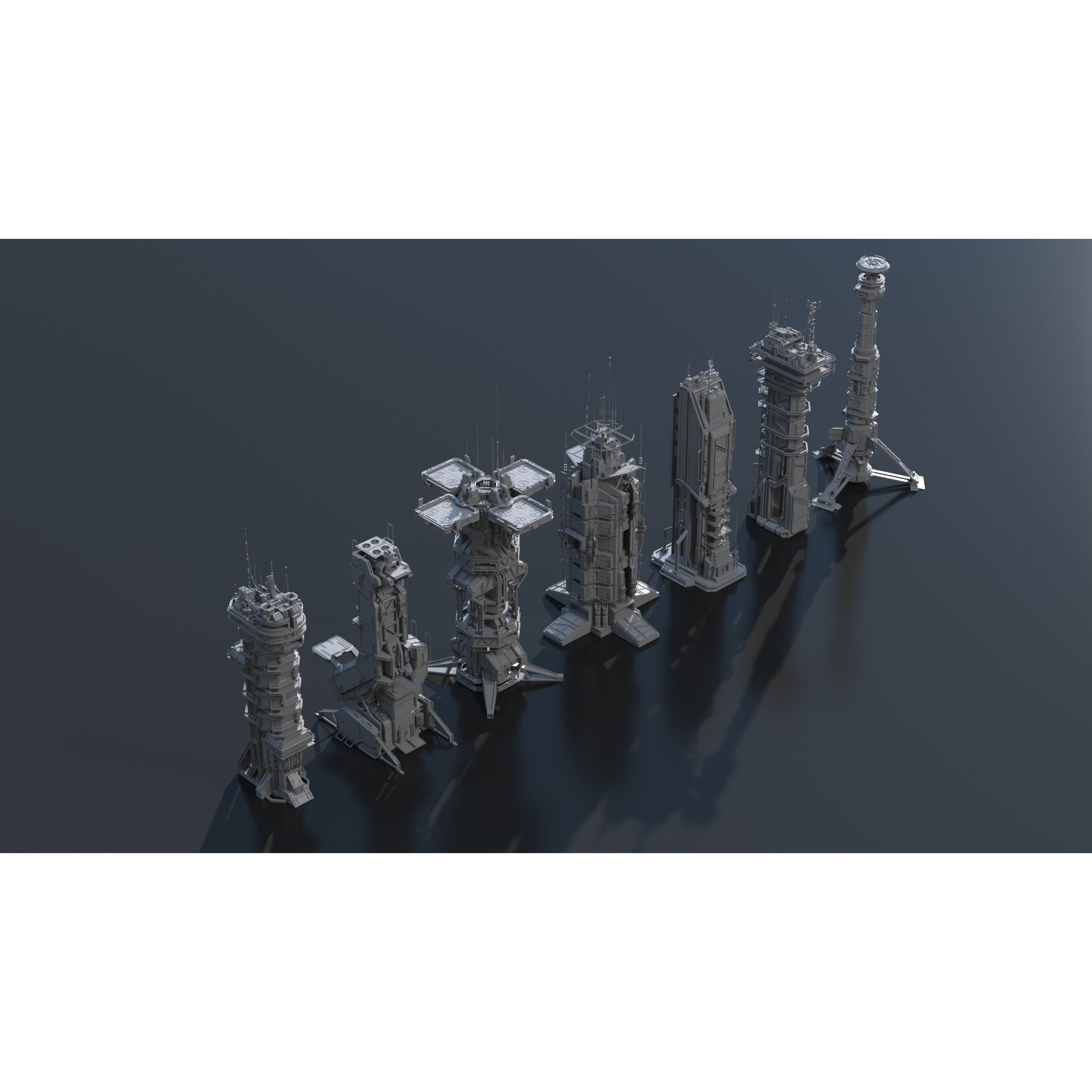 Sci-Fi Futuristic Military Buildings - Low-Poly 3D Model - View 25