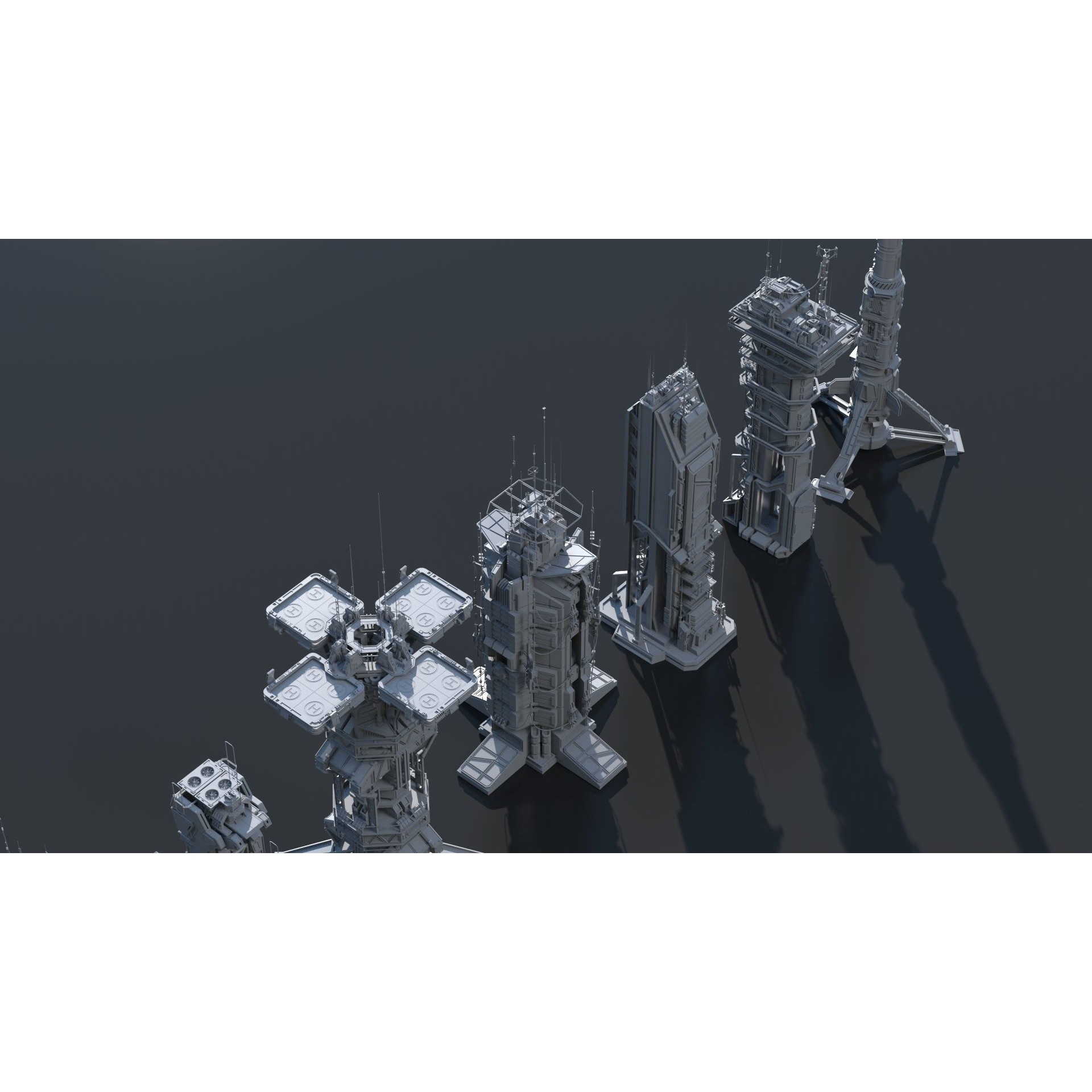 Sci-Fi Futuristic Military Buildings - Low-Poly 3D Model - View 28