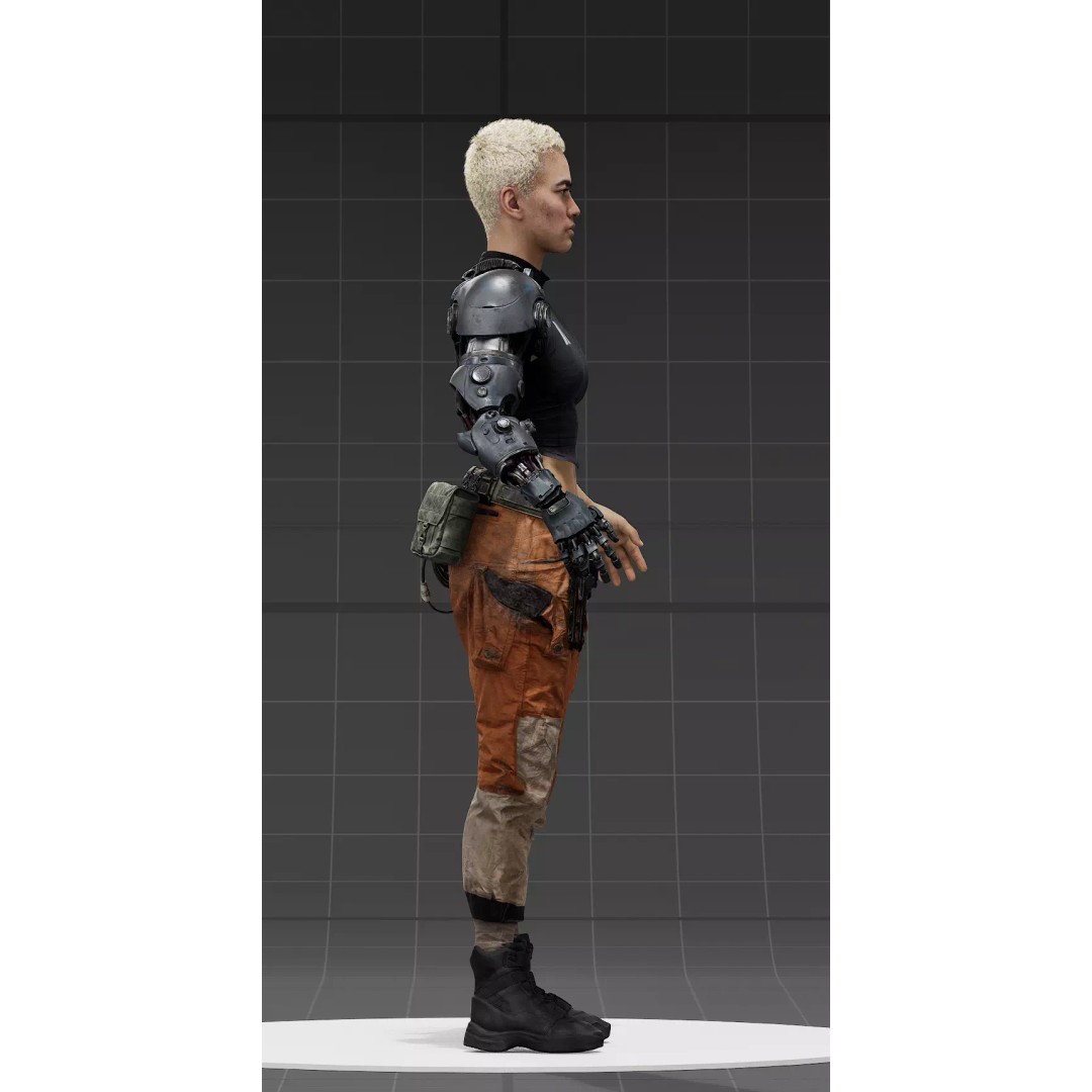 Sci-Fi Cyborg Outfit 3D Model – Futuristic Character Clothing, FBX - View 10
