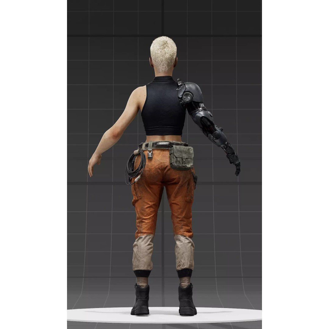 Sci-Fi Cyborg Outfit 3D Model – Futuristic Character Clothing, FBX - View 12