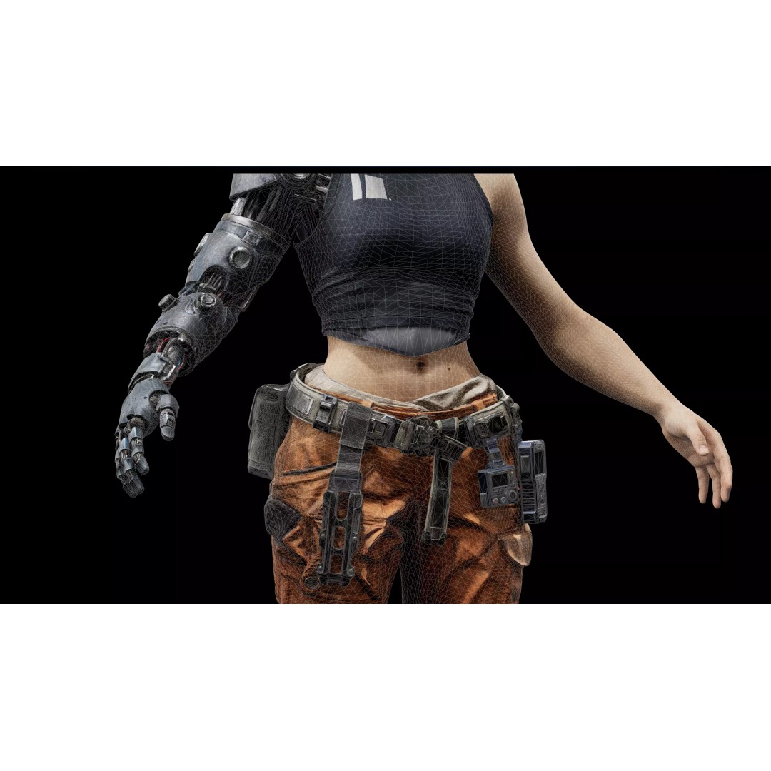 Sci-Fi Cyborg Outfit 3D Model – Futuristic Character Clothing, FBX - View 13
