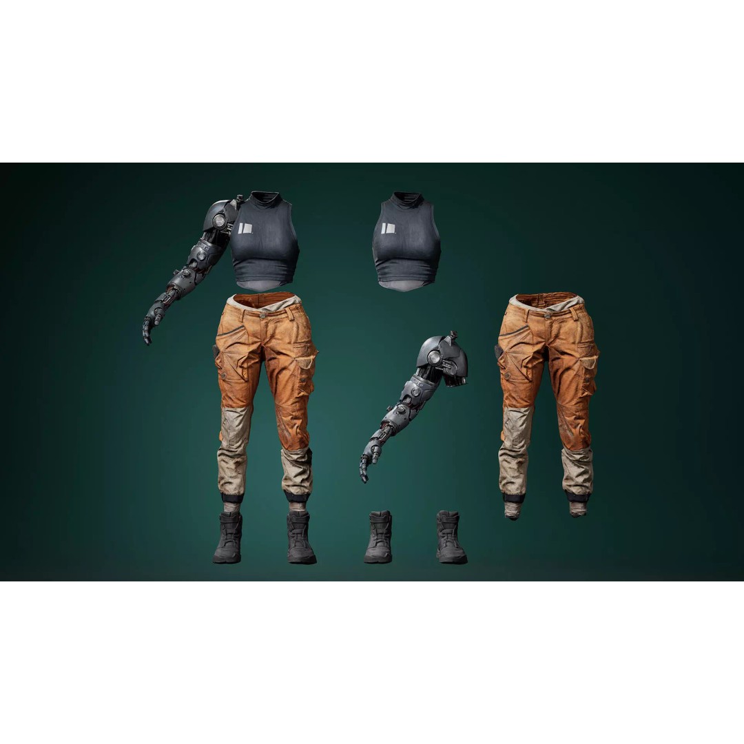 Sci-Fi Cyborg Outfit 3D Model – Futuristic Character Clothing, FBX - View 2