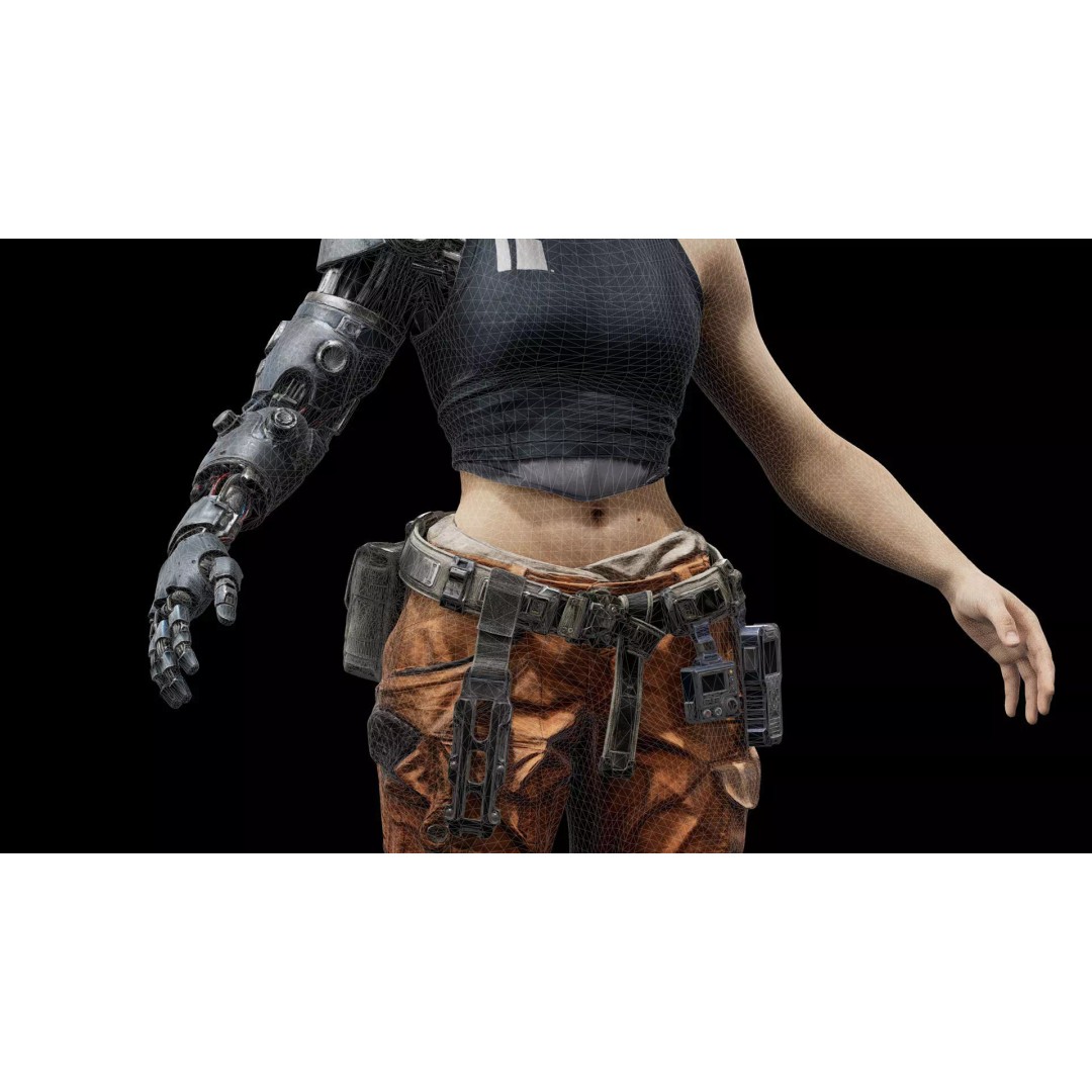 Sci-Fi Cyborg Outfit 3D Model – Futuristic Character Clothing, FBX - View 5