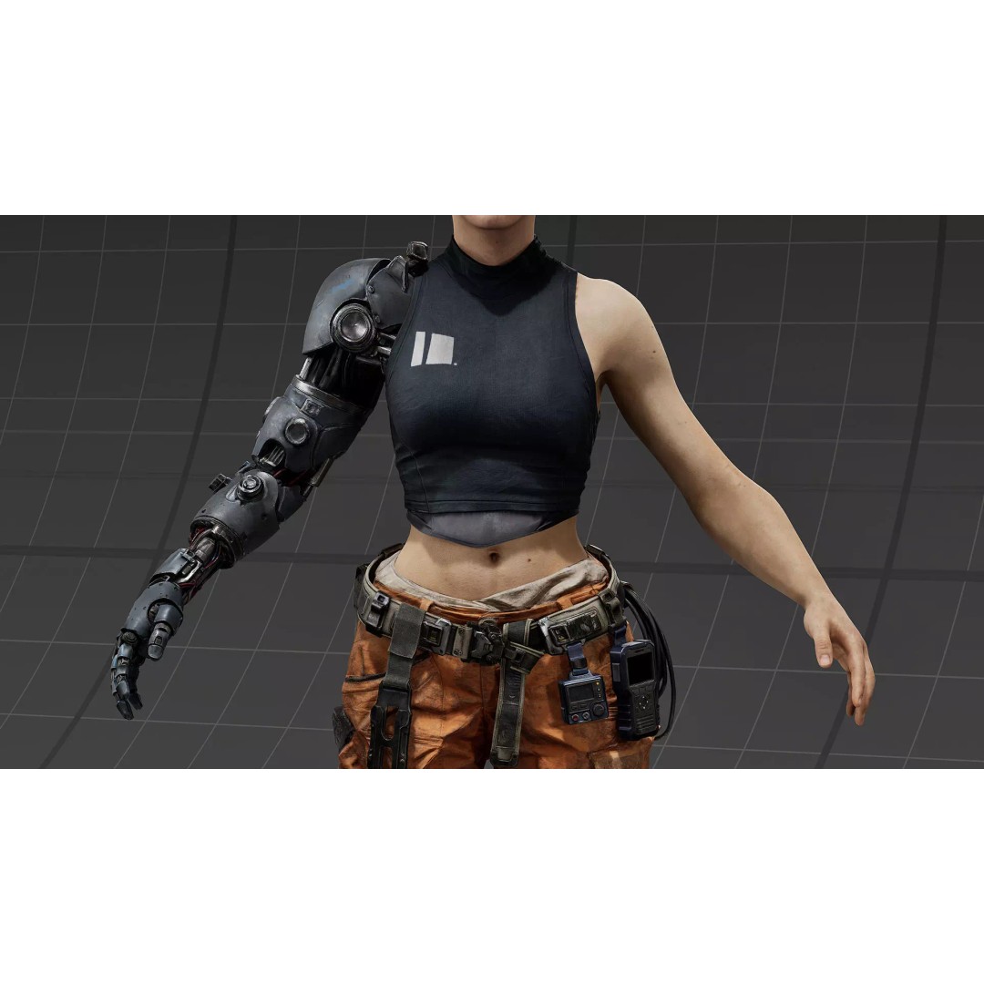 Sci-Fi Cyborg Outfit 3D Model – Futuristic Character Clothing, FBX - View 7