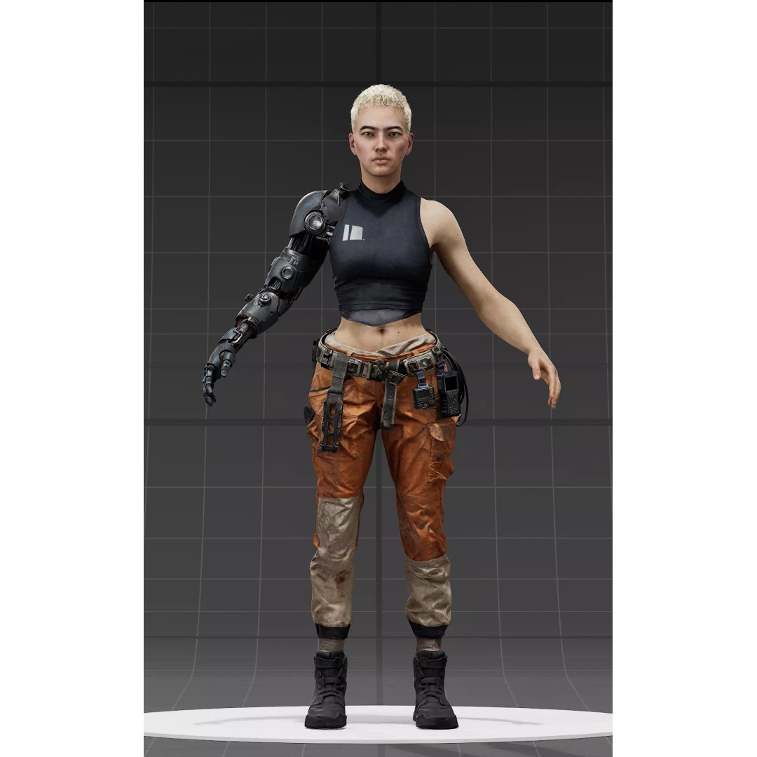 Sci-Fi Cyborg Outfit 3D Model – Futuristic Character Clothing, FBX - View 9