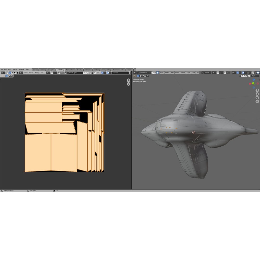 Spaceship 3D Model – Low Poly Sci-Fi Cruiser, FBX & Blender