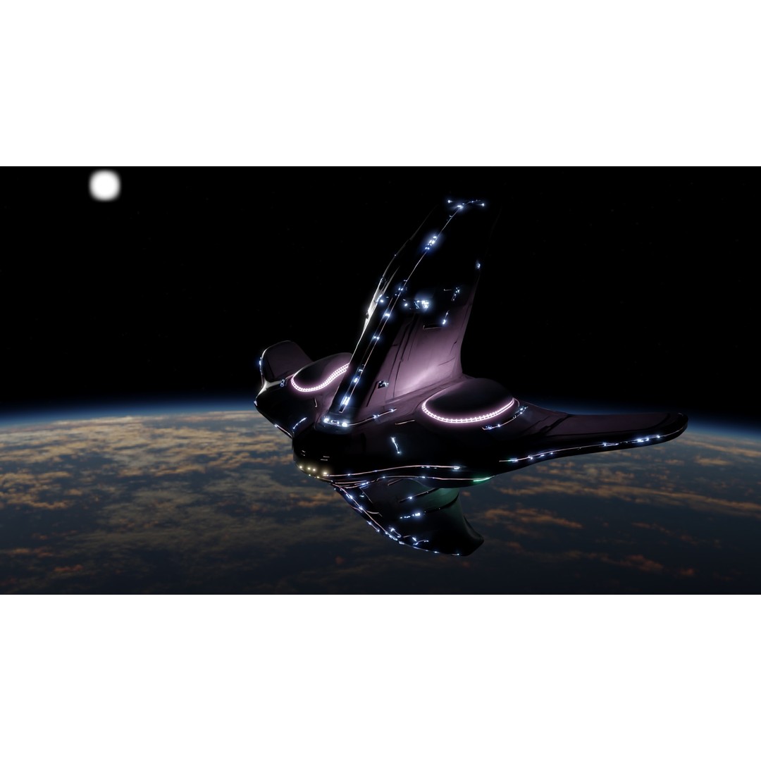 Spaceship 3D Model – Low Poly Sci-Fi Cruiser, FBX & Blender - View 12