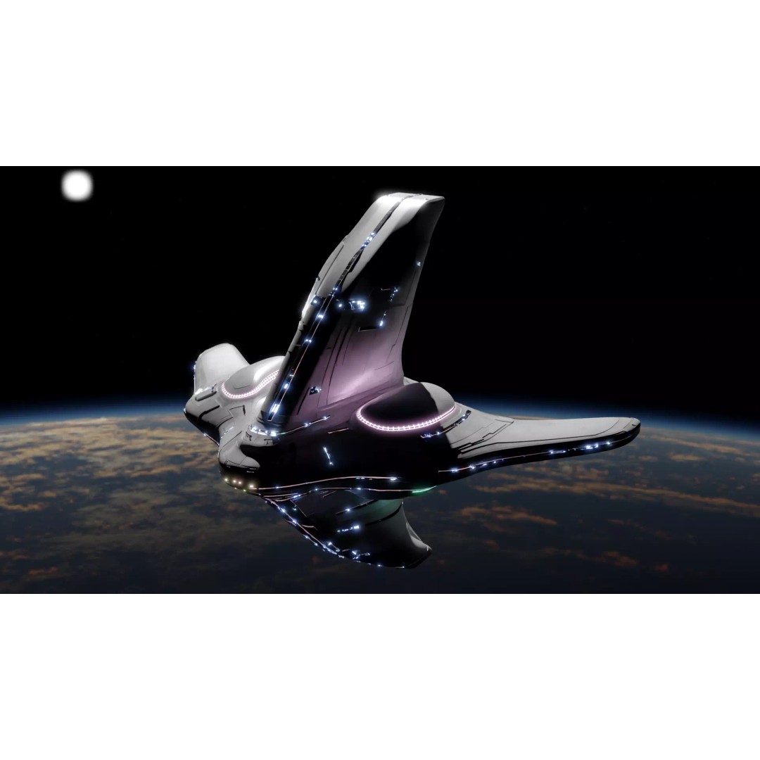 Spaceship 3D Model – Low Poly Sci-Fi Cruiser, FBX & Blender - View 2