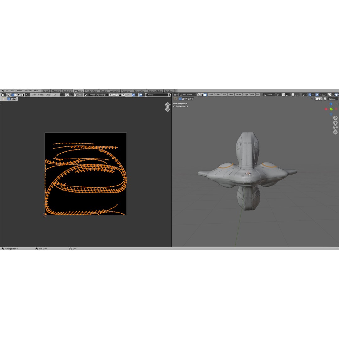 Spaceship 3D Model – Low Poly Sci-Fi Cruiser, FBX & Blender - View 26
