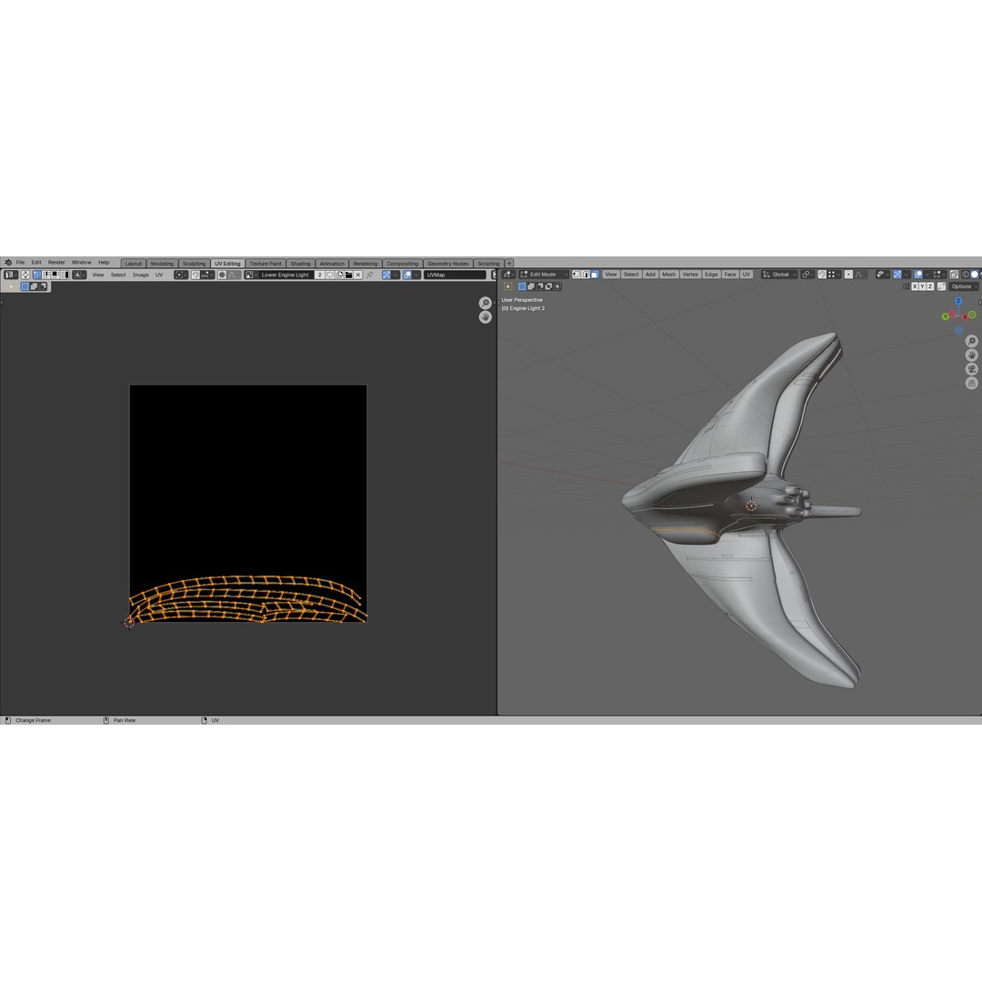Spaceship 3D Model – Low Poly Sci-Fi Cruiser, FBX & Blender - View 27