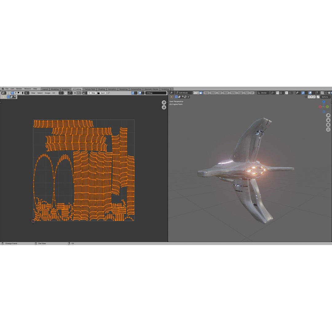 Spaceship 3D Model – Low Poly Sci-Fi Cruiser, FBX & Blender - View 28