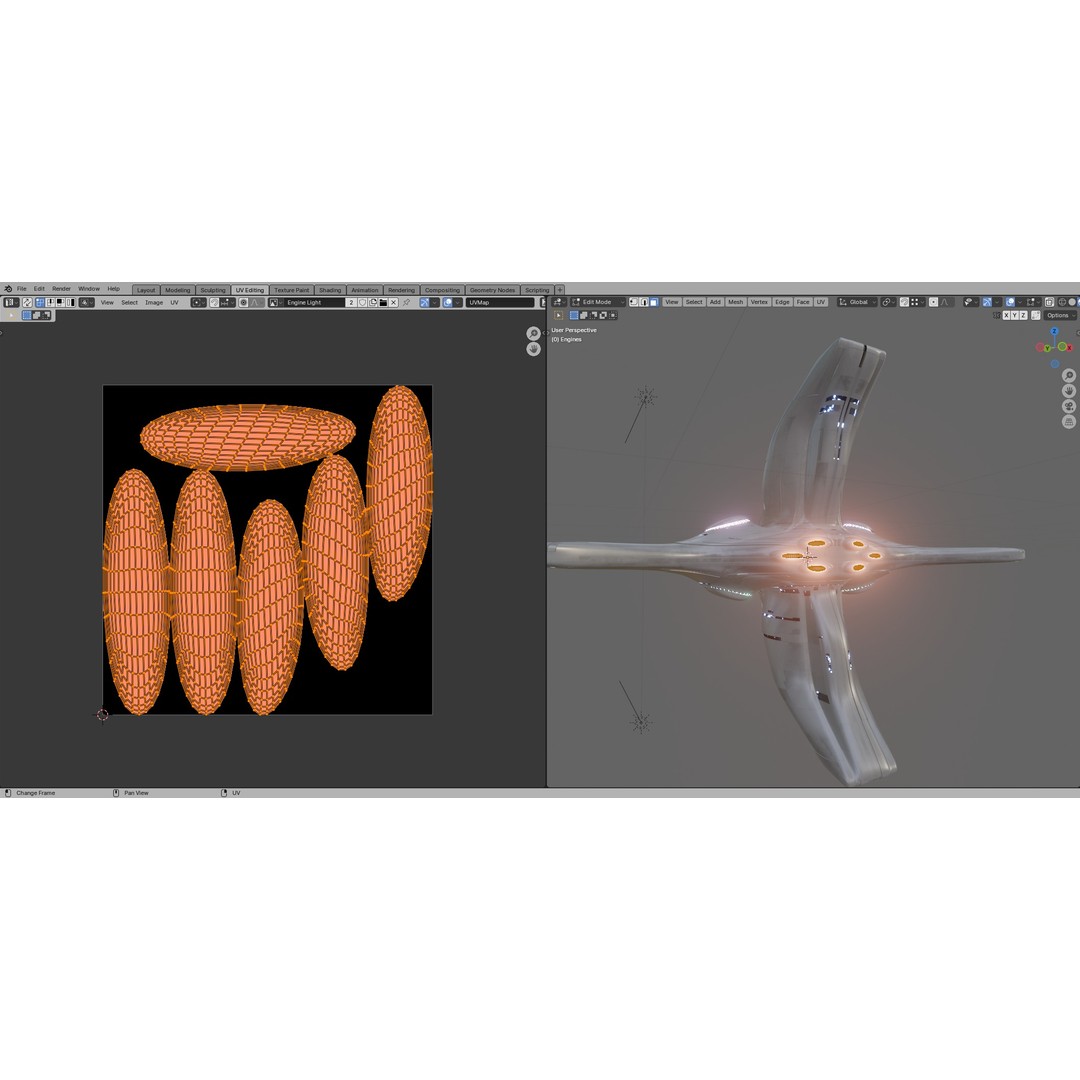 Spaceship 3D Model – Low Poly Sci-Fi Cruiser, FBX & Blender - View 29