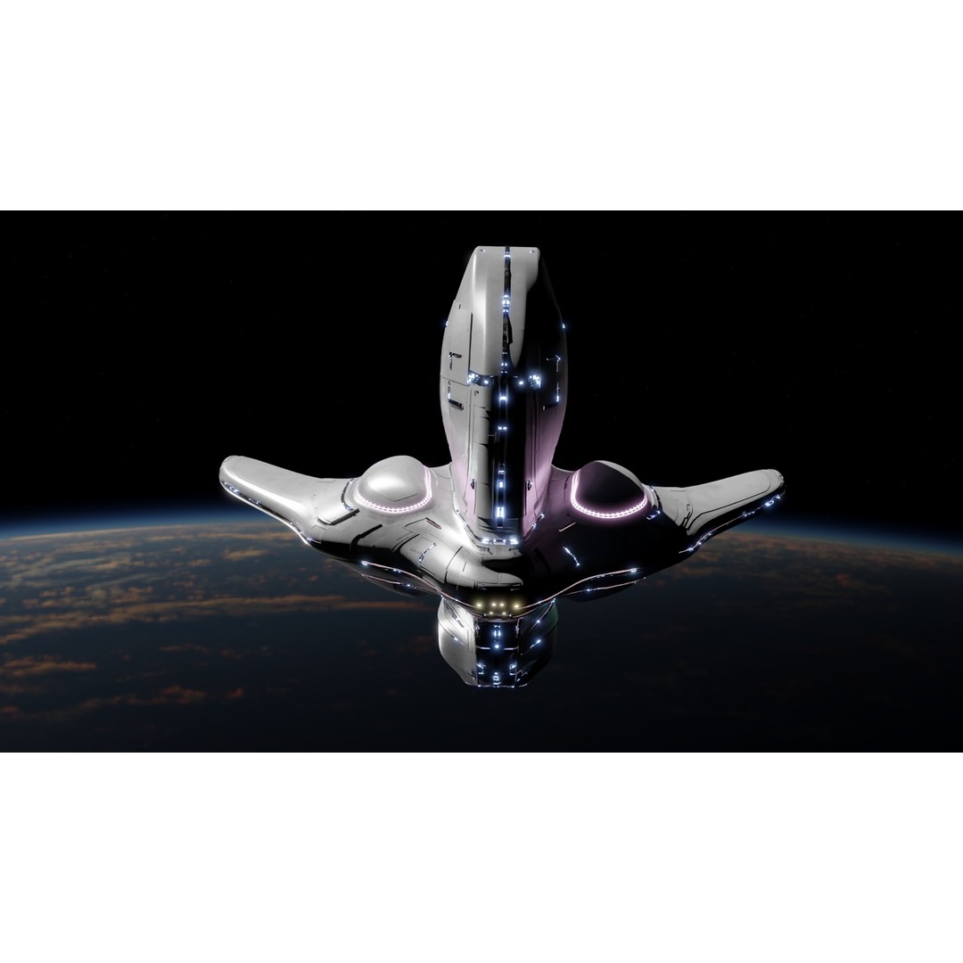 Spaceship 3D Model – Low Poly Sci-Fi Cruiser, FBX & Blender - View 3