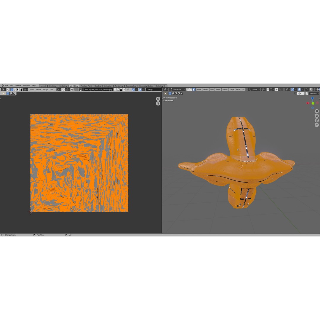 Spaceship 3D Model – Low Poly Sci-Fi Cruiser, FBX & Blender - View 30