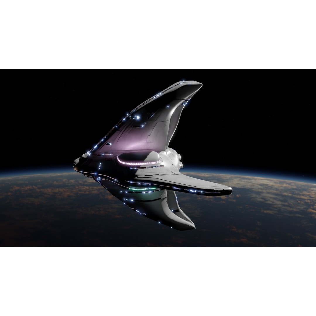Spaceship 3D Model – Low Poly Sci-Fi Cruiser, FBX & Blender - View 4