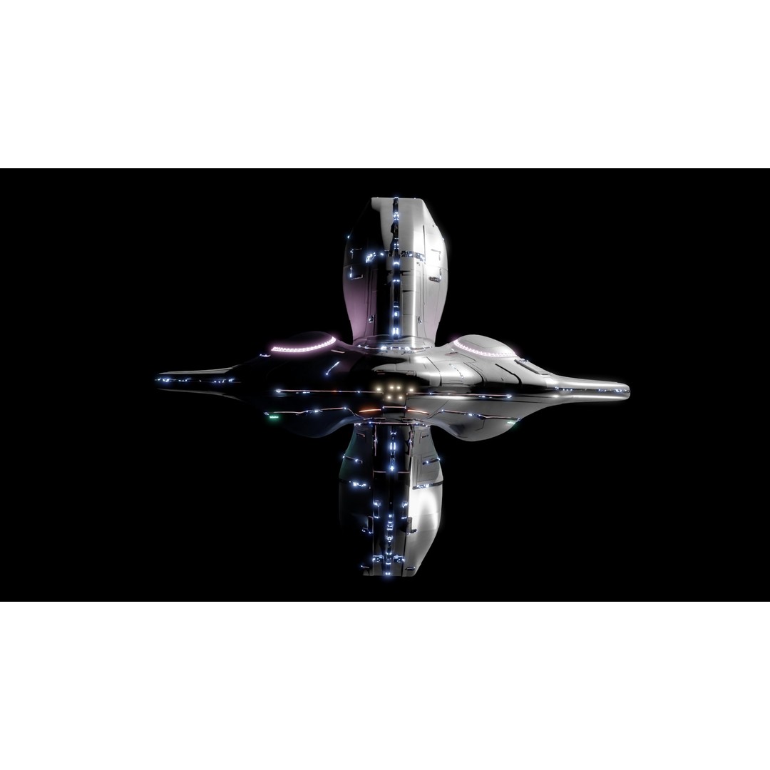 Spaceship 3D Model – Low Poly Sci-Fi Cruiser, FBX & Blender - View 5