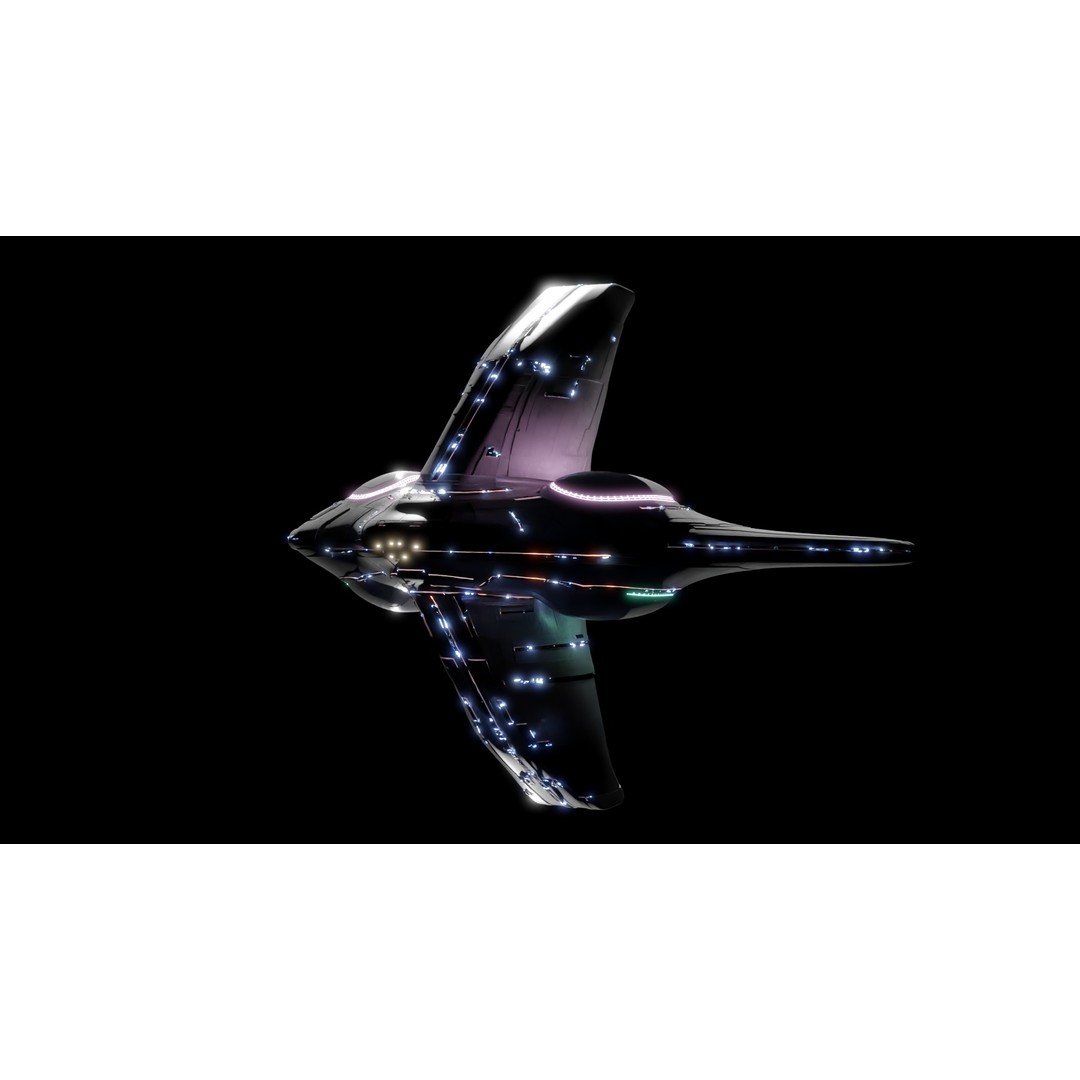Spaceship 3D Model – Low Poly Sci-Fi Cruiser, FBX & Blender - View 6